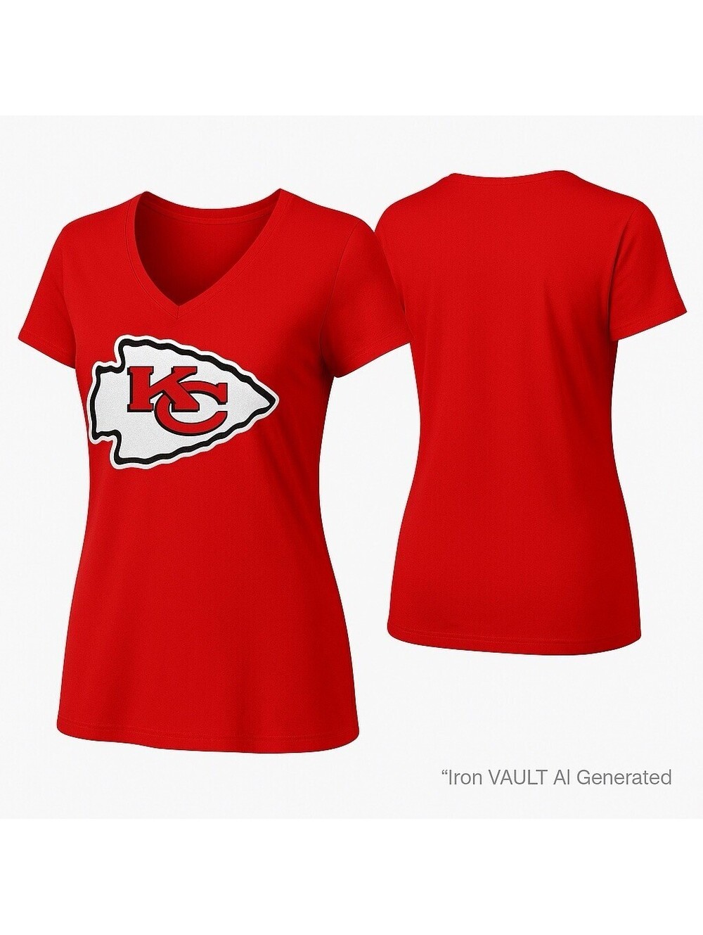 Kansas City Chiefs Fanatics Womens 2XL Red V Neck Tee NFL Arrowhead Logo Shirt